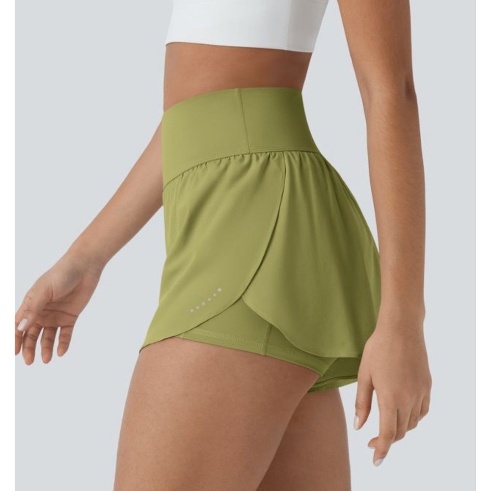 Halara SoftlyZero Quick Dry High Waisted Active Shorts Green Med NWT